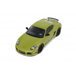 2012 Porsche Cayman R Green with Black Side Stripes 1/18 Model Car by GT Spirit