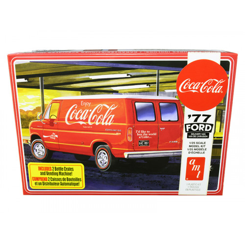 Skill 3 Model Kit 1977 Ford Delivery Van with 2 Bottles Crates and Vending Machine 