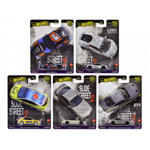 'Slide Street 2' 5 piece Set 'Car Culture' 2024 Series H Diecast Model Cars by Hot Wheels