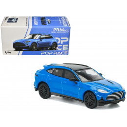 Aston Martin DBX 707 Blue with Black Top 1/64 Diecast Model Car by Pop Race