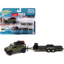 2004 Hummer H2 Medium Sage Green with Open Trailer Limited Edition to 6012 pieces Worldwide 
