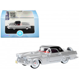 1956 Ford Thunderbird Gray Metallic with Raven Black Top 1/87 (HO) Scale Diecast Model Car by Oxford Diecast