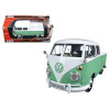 Volkswagen Type 2 (T1) Double Cab Pickup Truck White and Green 1/24 Diecast Model Car by Motormax