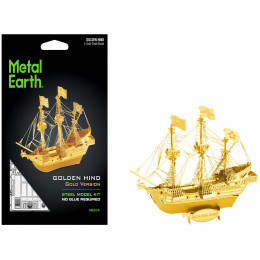Model Kit Golden Hind Galleon Gold Version (Moderate Difficulty) Steel Model by Metal Earth