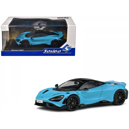 2020 McLaren 765 LT Curacao Blue with Black Top 1/43 Diecast Model Car by Solido