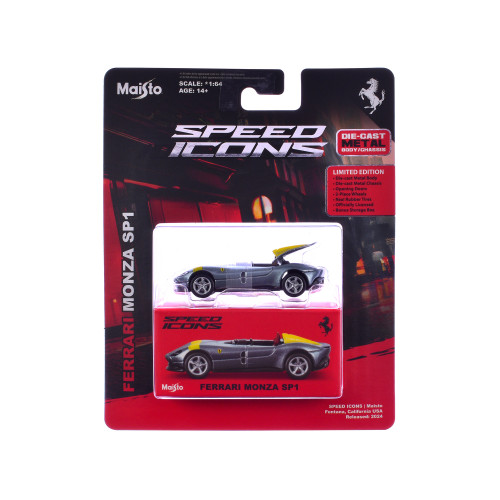 Ferrari Monza SP1 Silver Metallic with Yellow Stripes 