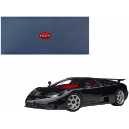 Bugatti EB110 SS Super Sport Nero Vernice Black with Red Interior and Silver Wheels 1/18 Model Car by Autoart