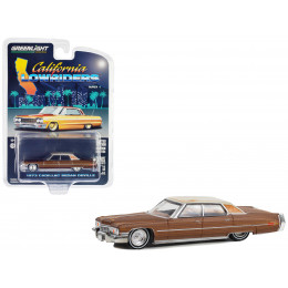 1973 Cadillac Sedan DeVille Dark Brown Metallic with Light Brown Pinstripes and White Top 