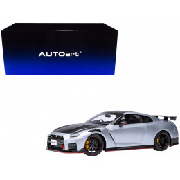 2022 Nissan GT-R (R35) Nismo Special Edition RHD (Right Hand Drive) Ultimate Metal Silver with Carbon Hood and Top 1/18 Model Car by Autoart