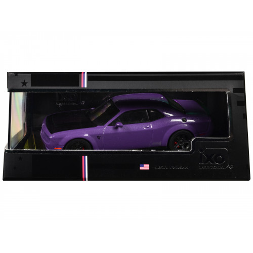 2018 Dodge Challenger SRT Demon Plum Crazy Metallic with Matt Black Hood 1/43 Diecast Model Car by IXO Models