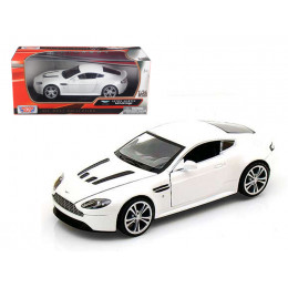 Aston Martin V12 Vantage Pearl White 1/24 Diecast Car Model by Motormax
