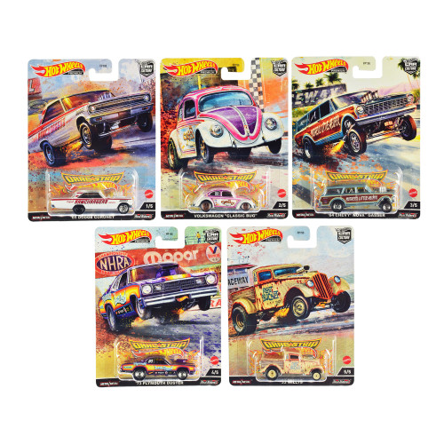 'Drag Strip' 5 piece Set 'Car Culture' Series Diecast Model Cars by Hot Wheels