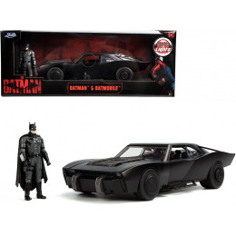 Batmobile Matt Black with Lights with Batman Diecast Figurine 