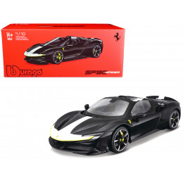 Ferrari SF90 Spider Assetto Fiorano Black Metallic with White Stripes 