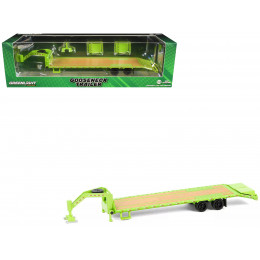 Gooseneck Trailer Lime Green with Red and White Conspicuity Stripes 