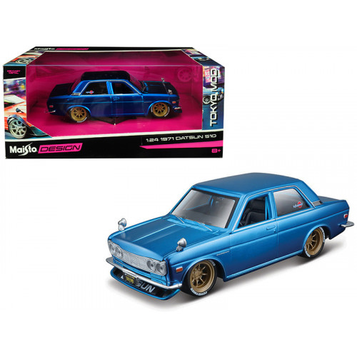 1971 Datsun 510 Matt Candy Blue with Gold Wheels 