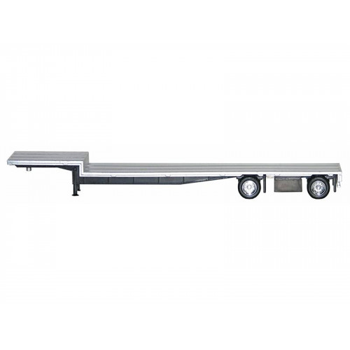 48ft Spread-Axle Drop Deck Trailer with Chrome Wheels and Silver Top 1/87 (HO) Plastic Model by Promotex