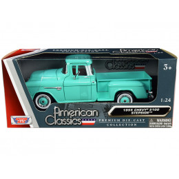1955 Chevrolet 5100 Stepside Pickup Truck Turquoise with Whitewall Tires 