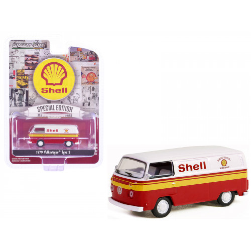 1979 Volkswagen Type 2 Panel Van White and Red with Yellow Stripes 