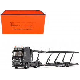 Mercedes-Benz Actros Auto Transporter Black 1/64 Diecast Model by GCD