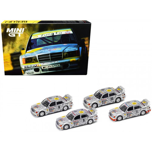Set of 4 pieces Mercedes Benz 190E 2.5-16 Evolution II Guia Race of Macau (1992) 1/64 Diecast Model Cars by True Scale Miniatures