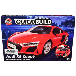Skill 1 Model Kit Audi R8 Coupe Red Snap Together Model by Airfix Quickbuild
