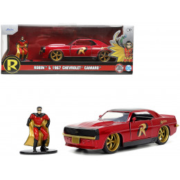 1969 Chevrolet Camaro Dark Red Metallic with Black Top and Robin Diecast Figure 