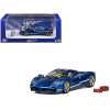 Pagani Utopia Blue Metallic with White Stripes 1/64 Diecast Model Car by CM Model