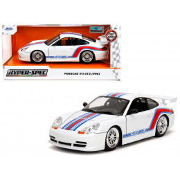 Porsche 911 GT3 (996) White with Red and Blue Stripes 