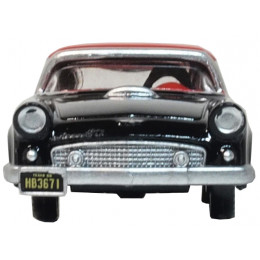 1956 Ford Thunderbird Raven Black with Fiesta Red Top 1/87 (HO) Scale Diecast Model Car by Oxford Diecast