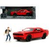 2015 Dodge Challenger Red with Black Stripes and Glenn Diecast Figure