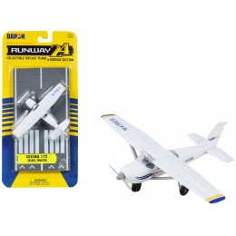 Cessna 172 Aircraft White with Blue and Yellow Stripes 
