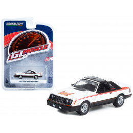 1981 Ford Mustang Cobra Polar White and Black with Red Stripes 