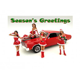 Christmas Girls 4 pieces Figure Set for 1:18 Scale Diecast Model Cars by American Diorama