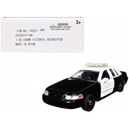 Ford Crown Victoria Police Interceptor Black and White 1/43 Diecast Model Car by Motormax