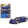 Pagani Zonda F Blu Argentina Blue Metallic with Black Top Limited Edition to 3000 pieces Worldwide 1/64 Diecast Model Car by Mini GT