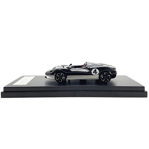 McLaren Elva Convertible #4 Carbon Black with White and Red Stripes 1/64 Diecast Model Car by LCD Models