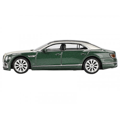 Bentley Flying Spur White Sand and Verdant Green Metallic with Black Top Limited Edition 1/64 Diecast Model Car by Mini GT