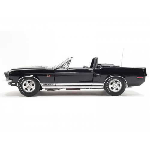 1968 Shelby GT500 KR Convertible Black with White Stripes Limited Edition to 480 pieces Worldwide 1/18 Diecast Model Car by ACME