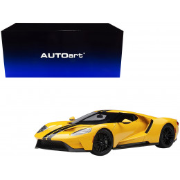 2017 Ford GT Triple Yellow with Black Stripes 1/18 Model Car by Autoart