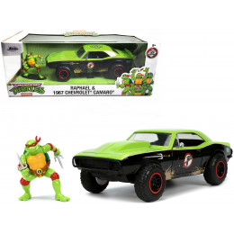1967 Chevrolet Camaro Offroad Bright Green and Matt Black (Dirty Version) and Raphael Diecast Figure 