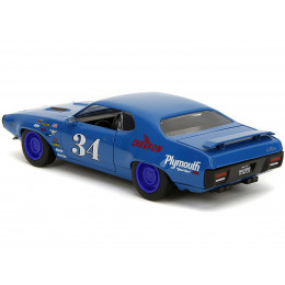 1972 Plymouth GTX #34 Blue with Graphics 'Bigtime Muscle' Series 1/24 Diecast Model Car by Jada