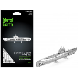 Model Kit German U-Boat Type XXI Submarine (Challenging Difficulty) Steel Model by Metal Earth