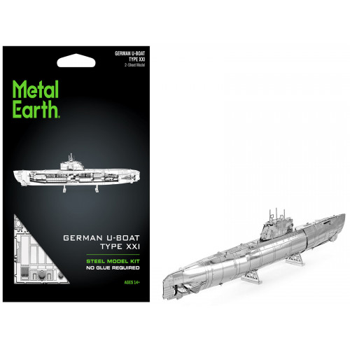 Model Kit German U-Boat Type XXI Submarine (Challenging Difficulty) Steel Model by Metal Earth