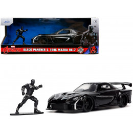 1995 Mazda RX-7 RHD (Right Hand Drive) Black and Black Panther Diecast Figure 
