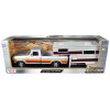 1979 Ford F-150 Custom Pickup Truck Silver Metallic with Side Stripes with Camper Shell