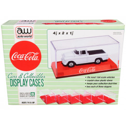 6 Collectible Acrylic Display Show Cases with Red Plastic Bases with 3 Different Slogans 