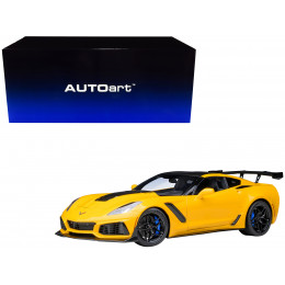 2019 Chevrolet Corvette C7 ZR1 Corvette Racing Yellow Tintcoat with Carbon Top 1/18 Model Car by Autoart