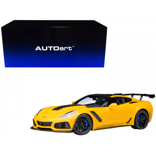 2019 Chevrolet Corvette C7 ZR1 Corvette Racing Yellow Tintcoat with Carbon Top 1/18 Model Car by Autoart