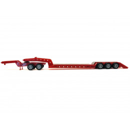 Heavy Equipment Lowboy Trailer with Jeep Red 1/87 (HO) Plastic Model by Promotex